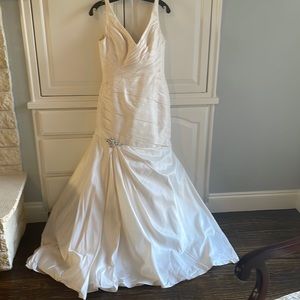 Silk mermaid wedding dress approx size 8 or 10. Shown with bustle